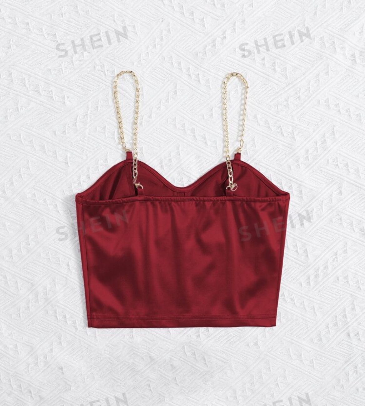 SHEIN Privé Top corto de tirantes bustier de seda con cadena