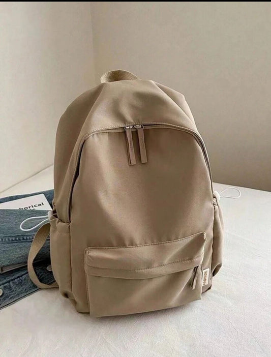 1 pieza Mochila con cierre de cremallera de estilo simple para niñas, mochila escolar de unicolor versátil y de moda, adecuada para uso diario, mochila para niños, mochila escolar, mochila, bolsa escolar, bolsa de jardín de infantes, perfecta para niñas,