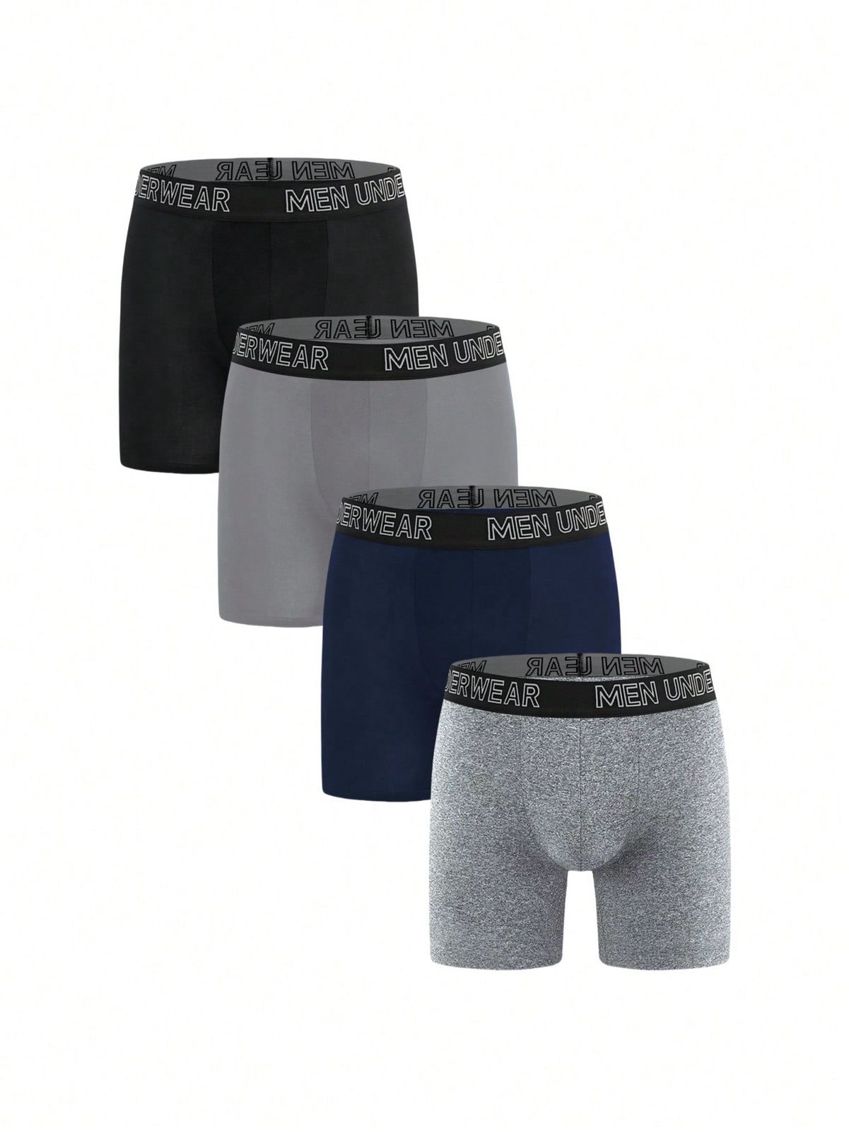 EasyFave 4 piezas de calzoncillos tipo bóxer informales y cómodos con banda con letra para hombre