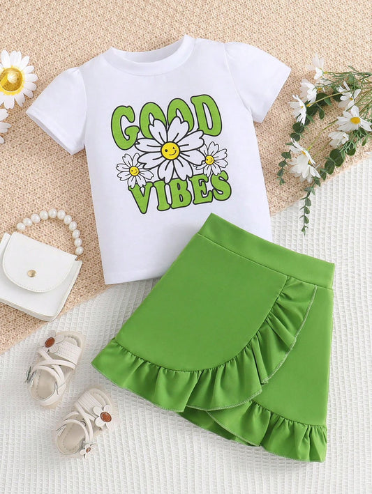 Conjunto Verde Falda y Camiseta Good Vibe