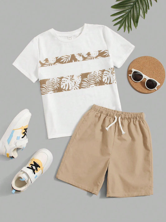 Conjunto Niño BlancoCaqui Hojas