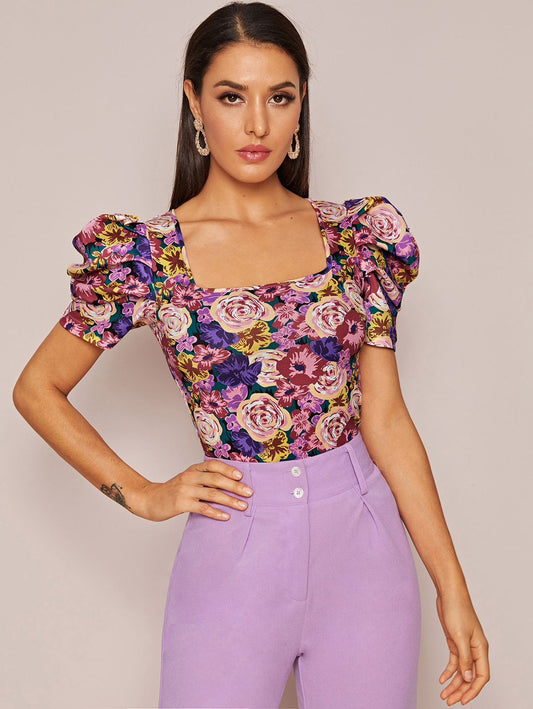 Blusa Floreada Morada