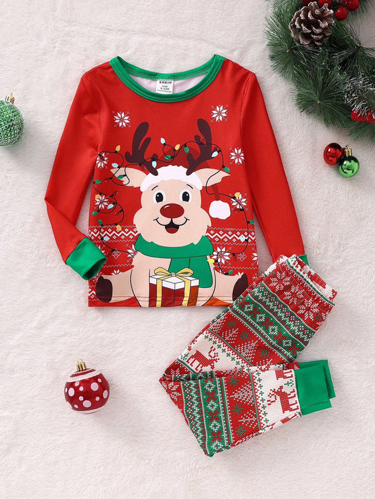 SHEIN SweetSlumber 1 conjunto Pijama de mujer con estampado de árbol de Navidad