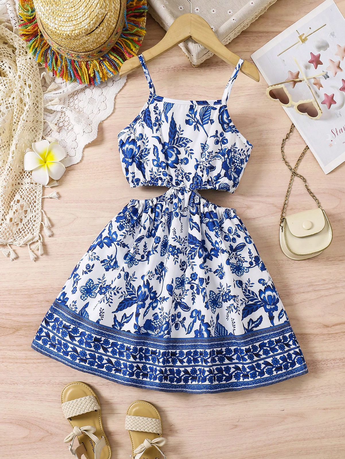 SHEIN Vestido de tirantes de vacaciones multicolor para niña joven