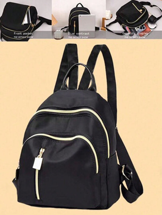 Mochila informal de estilo universitario para mujer de tela de nailon de unicolor